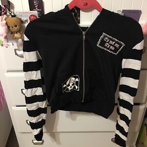 Widow Striped Zip-Front Hoodie